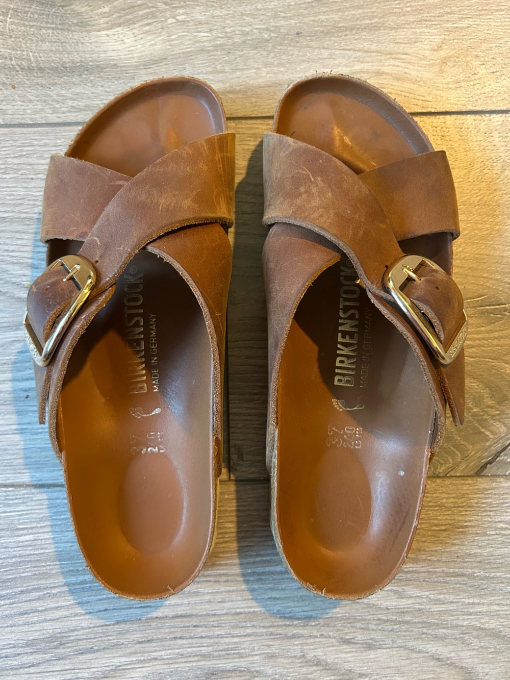 Birkenstock Big buckle Siena sandal Brown / Gold tone buckle Size 37